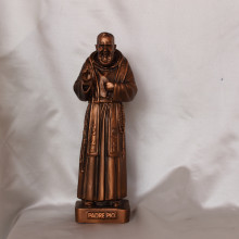 SP017 cm 26 h - San Pio in marmorina finitura rame bronzato