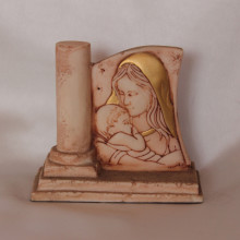 SP 035 cm 9x9 - Madonna con bambino in marmorina decorata a mano