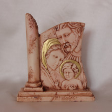 SP 033 cm 11,5x13 -Sacra Famiglia in marmorina decorata a mano