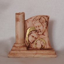 SP 034 cm 9x9 -Sacra Famiglia in marmorina decorata a mano