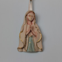 SP 065 cm 4x6 - Altorilievo Madonna di Lourdes in marmorina decorata a mano